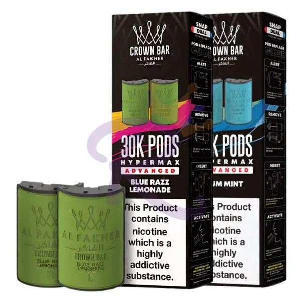 Al Fakher 30K Hypermax refill pods pack with two 2ml prefilled pods and two 10ml refill containers