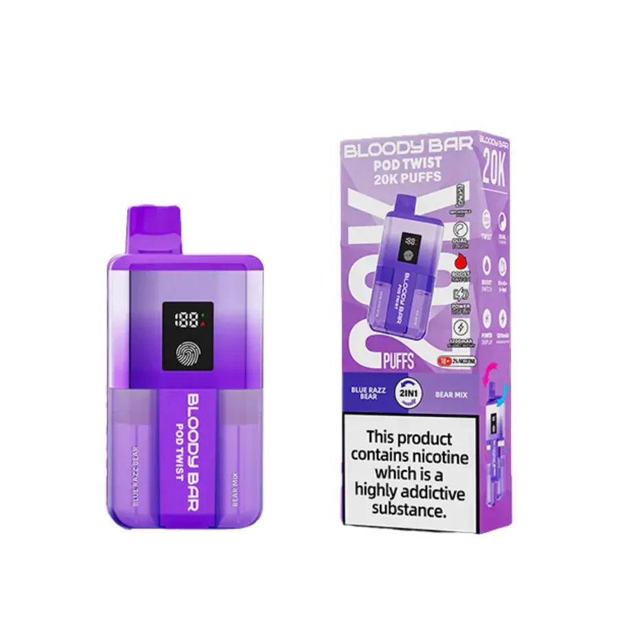 Bloody Bar Pod Twist 20000 Pod Kit Blue Razz Bear And Bear Mix Flavour