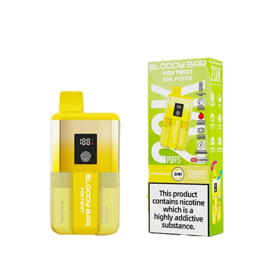 Bloody Bar Pod Twist 20000 Pod Kit Pineapple Ice And Straw Raspberry Cherry Ice Flavour