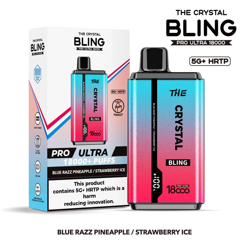 Crystal Bling Ultra 18K Prefilled Kit Blue Razz Pineapple / Strawberry Ice Flavour
