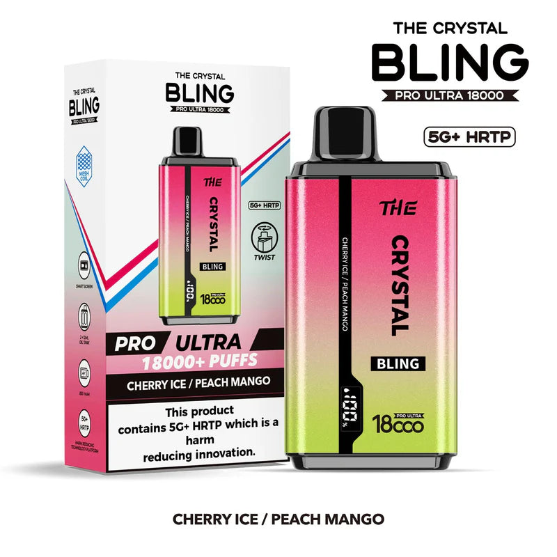 Crystal Bling Ultra 18K Prefilled Kit Cherry Ice Peach Mango Flavour