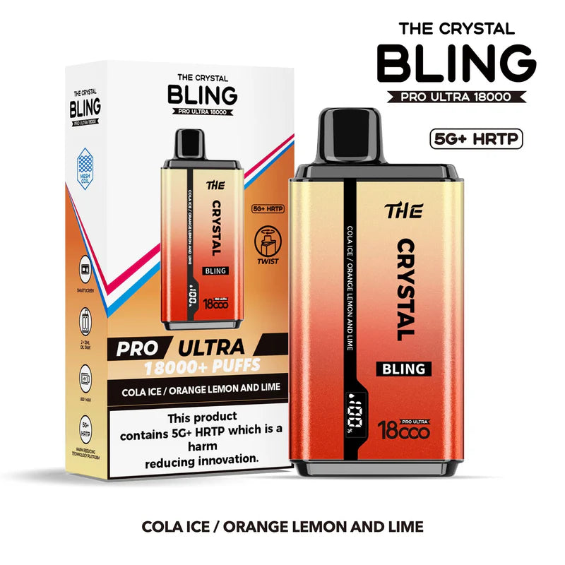 Crystal Bling Ultra 18K Prefilled Kit Cola Ice Orange Lemon Lime Flavour