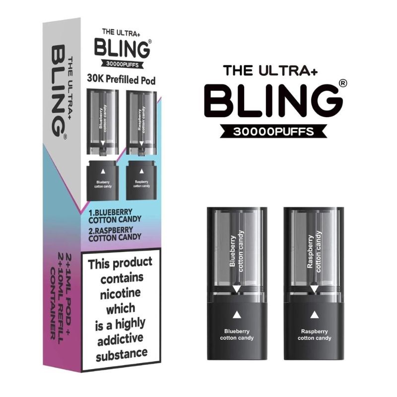 Bling Ultra Plus 30K Refill Pods Blueberry Cotton Candy / Raspberry Cotton Candy Flavour