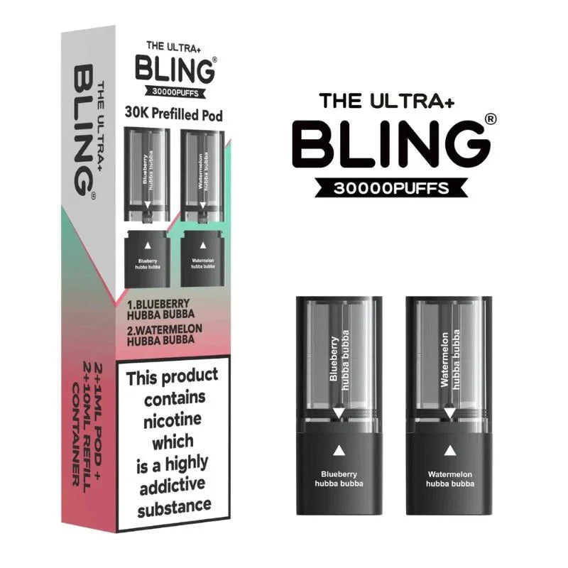 Bling Ultra Plus 30K Pods Blueberry Hubba Bubba / Watermelon Hubba Bubba Flavour