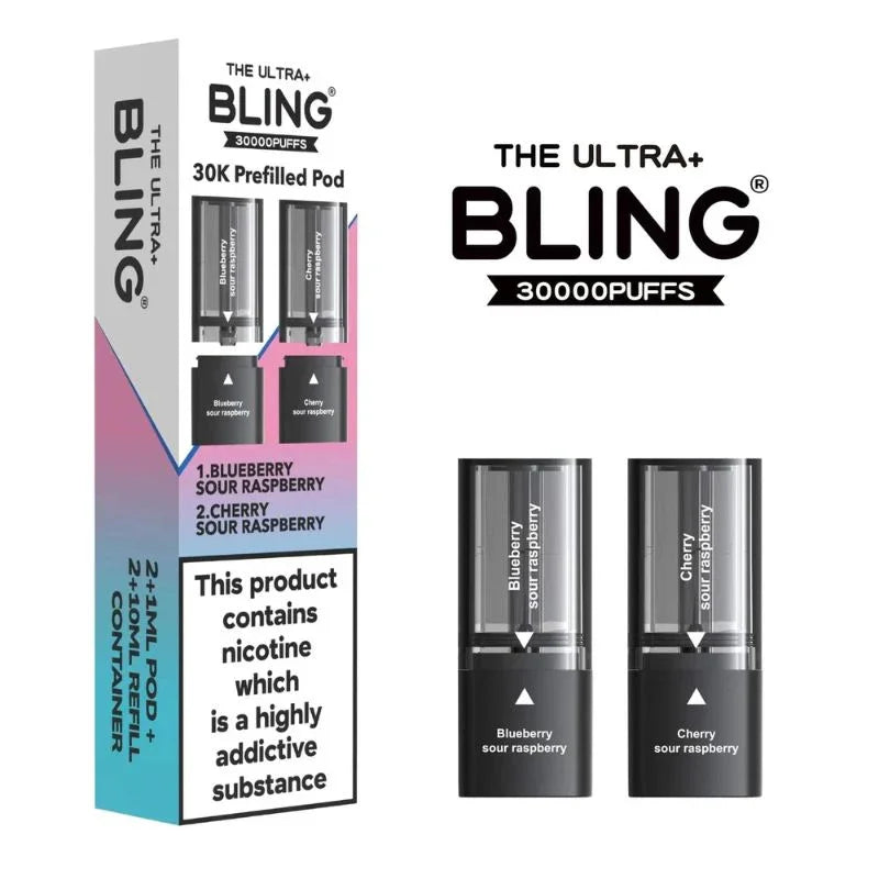 Bling Ultra Plus 30K Pods Blueberry Sour Rasp / Cherry Sour Raspberry Flavour