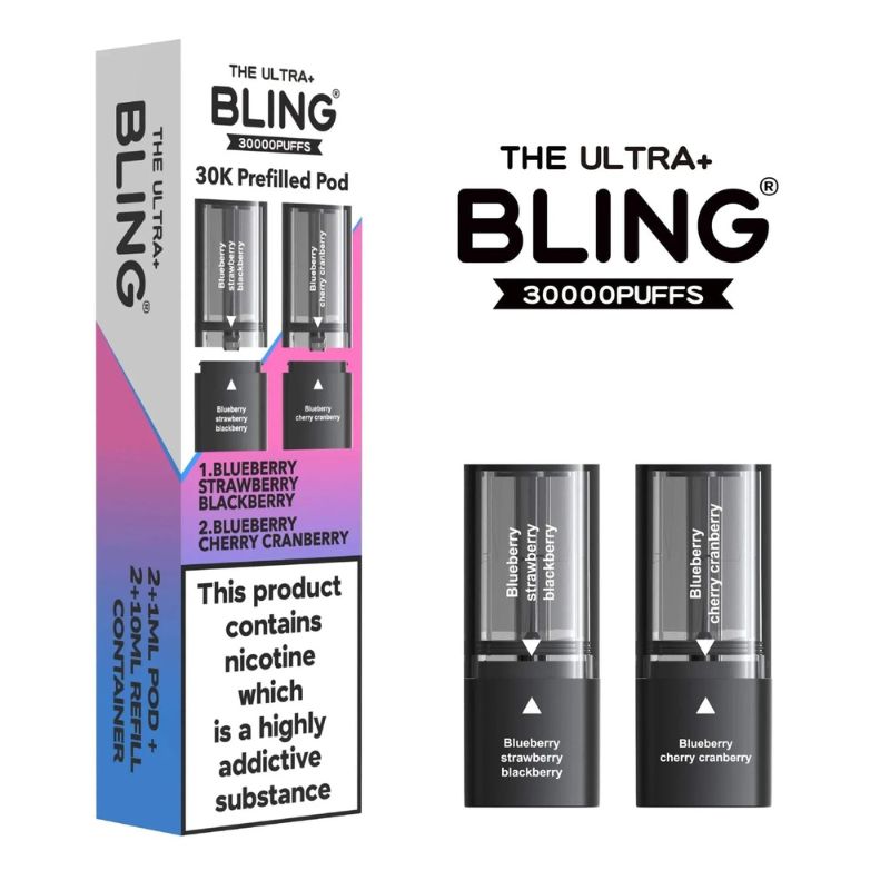 Bling Ultra Plus 30K Refill Pods Blueberry Strawberry Blackberry / Blueberry Cherry Cranberry Flavour