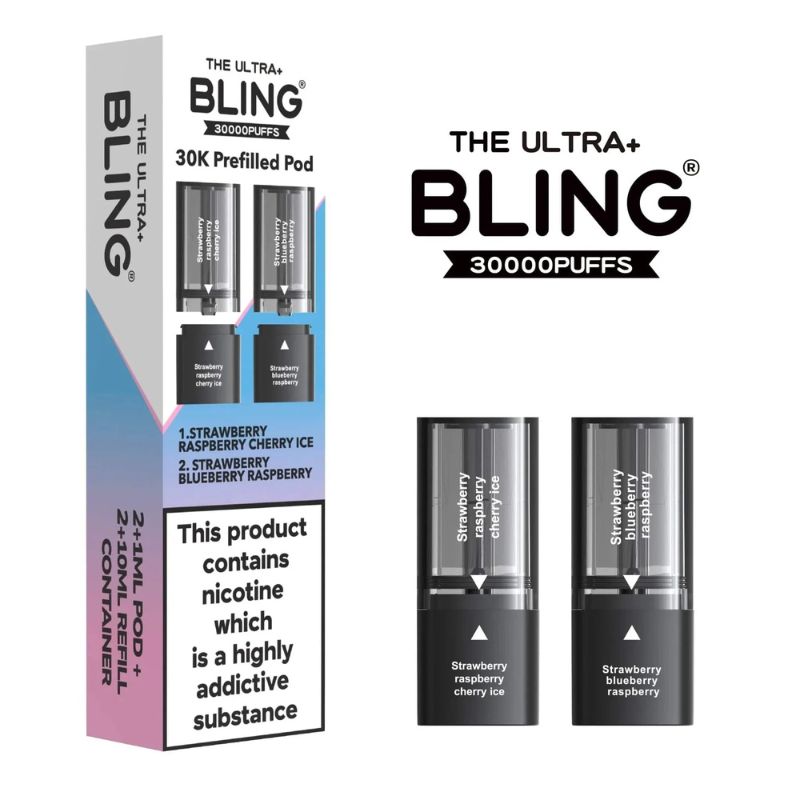 Bling Ultra Plus 30K Refill Pods Strawberry Raspberry Cherry Ice / Strawberry Blueberry Raspberry Flavour