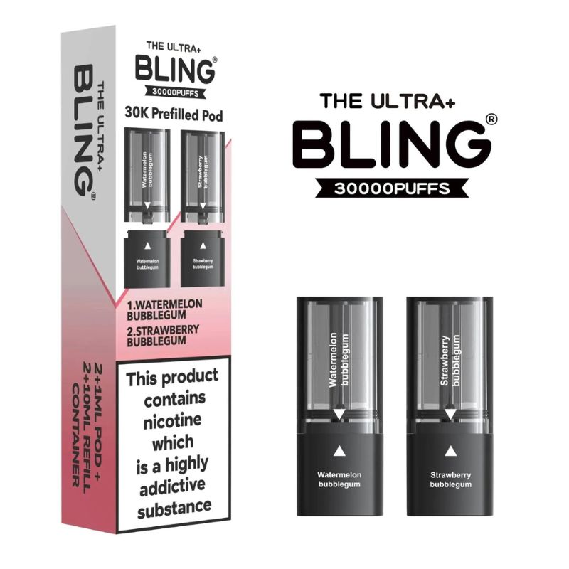 Bling Ultra Plus 30K Refill Pods Watermelon Bubblegum / Strawberry Bubblegum Flavour