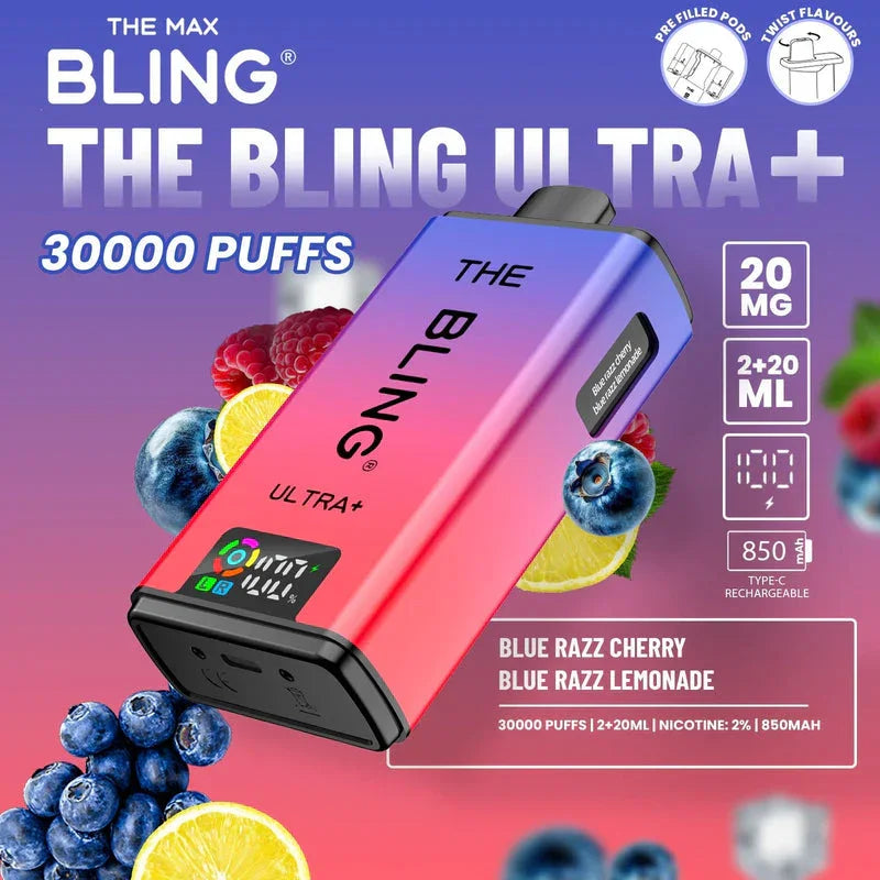 Crystal Bling Ultra Plus 30K Kit Blue Razz Cherry / Blue Razz Lemonade Flavours