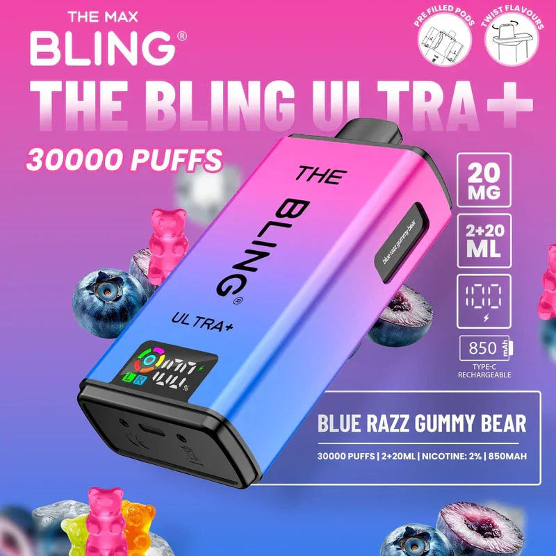 Crystal Bling Ultra Plus 30K Kit Blue Razz Gummy Bear Flavours