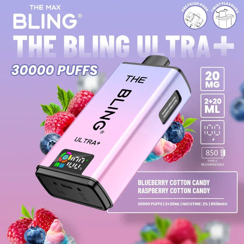 Crystal Bling Ultra Plus 30K Kit Blueberry Cotton Candy / Raspberry Cotton Candy Flavours