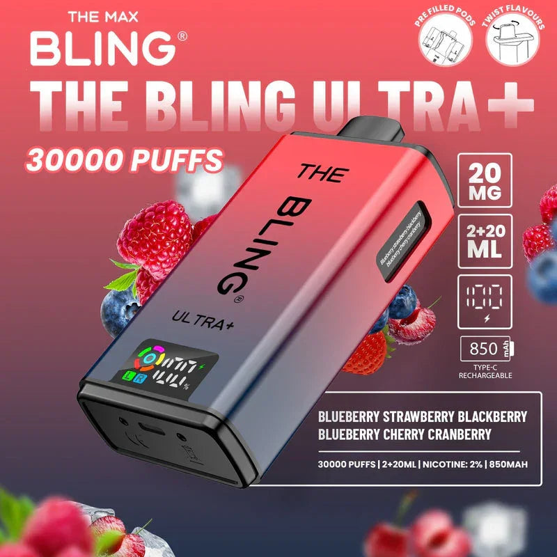 Crystal Bling Ultra Plus 30K Kit Blueberry Strawberry Blackberry / Blueberry Cherry Cranberry Flavours