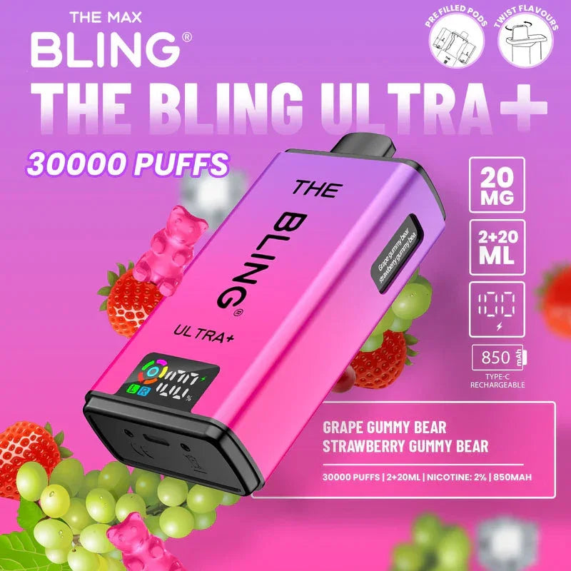 Crystal Bling Ultra Plus 30K Kit Grape Gummy Bear / Strawberry Gummy Bear Flavours