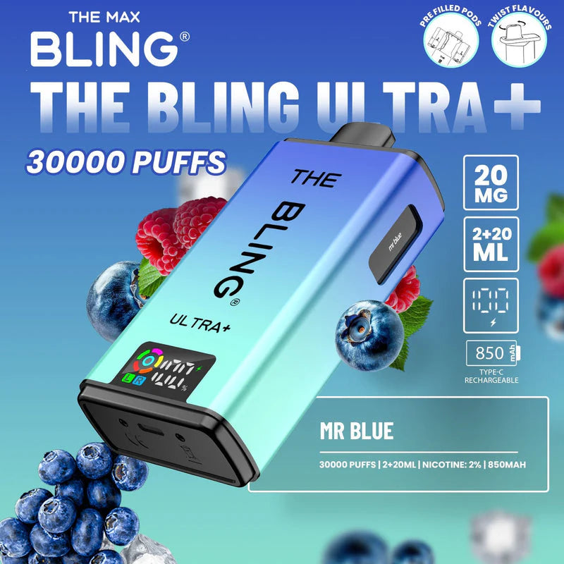 Crystal Bling Ultra Plus 30k Prefilled Kit Mr Blue Flavour