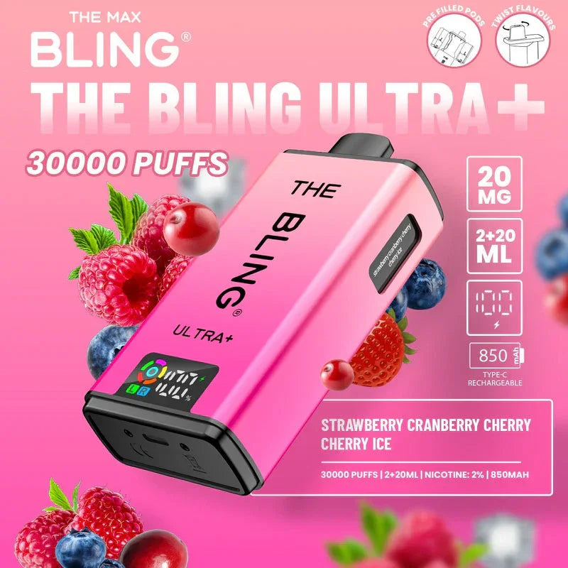 Crystal Bling Ultra Plus 30K Kit Strawberry Cranberry Cherry / Cherry Ice Flavours