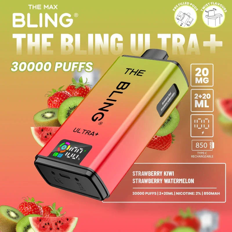 Crystal Bling Ultra Plus 30K Kit Strawberry Kiwi And Strawberry Watermelon Flavours