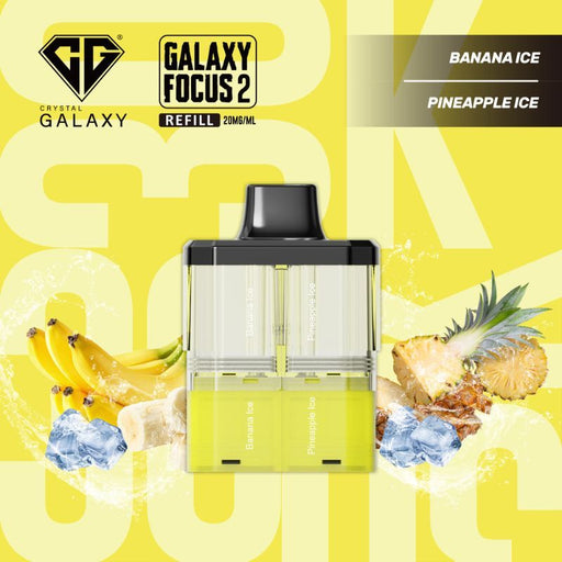 Crystal Galaxy Focus 2 Refill Pods Banana Ice And Pineapple Ice Flavour