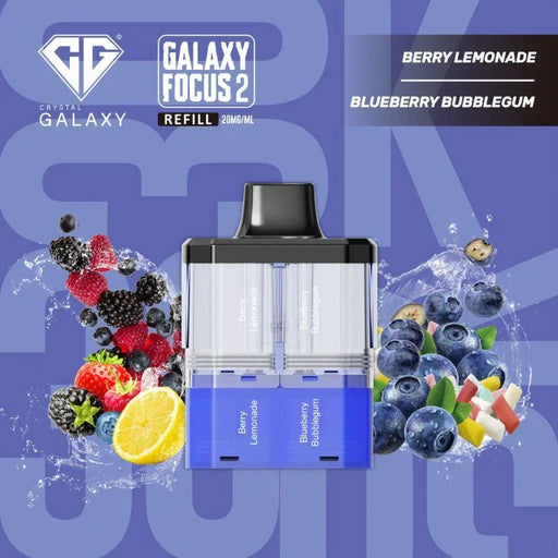 Crystal Galaxy Focus 2 Refill Pods Berry Lemonade And Blueberry Bubblegum Flavour