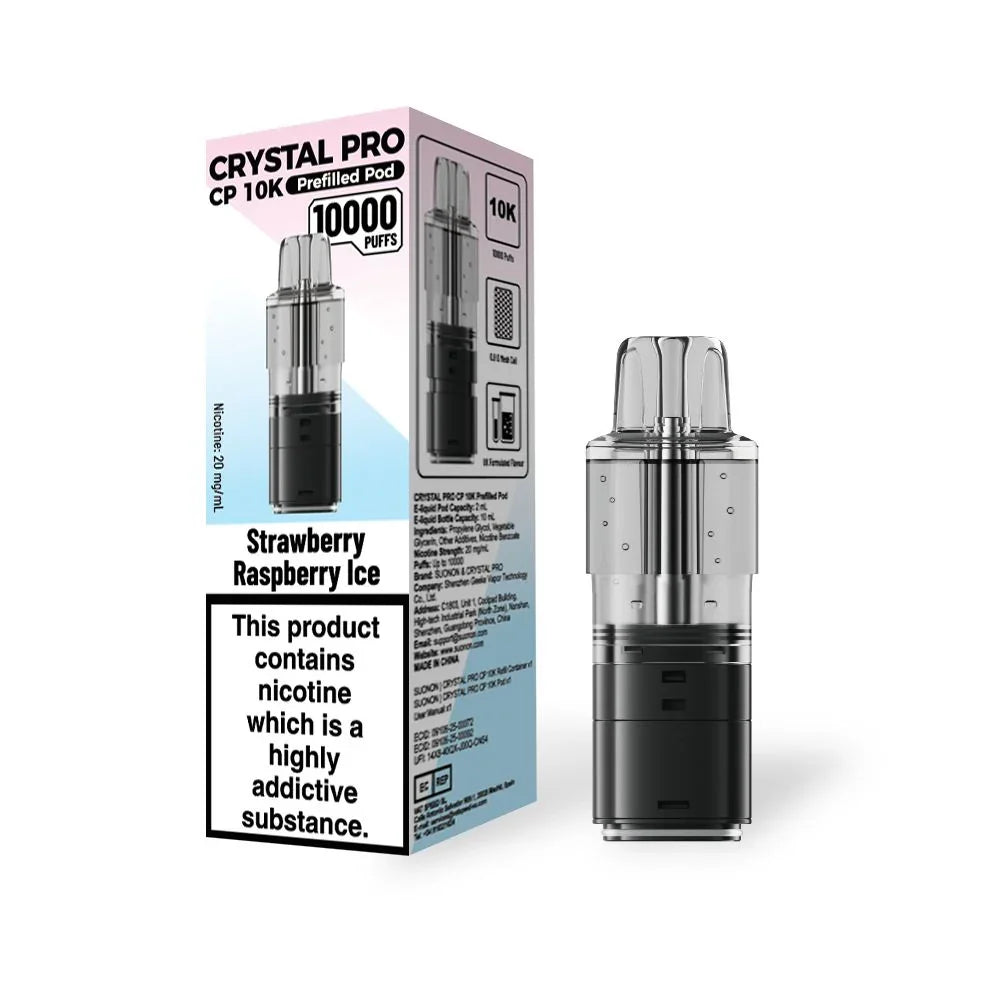 Crystal Pro CP 10k Refill Pods Strawberry Raspberry Ice Flavours