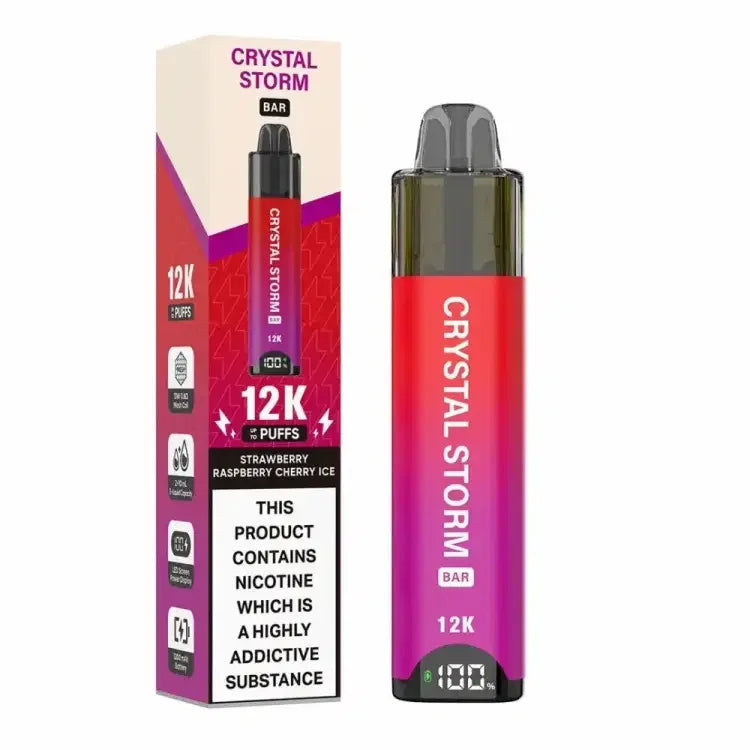 Crystal Strom Bar 12k Vape Kit Strawberry Raspberry Cherry Ice Flavour