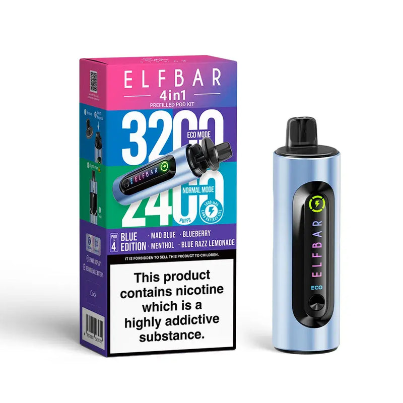 Elf Bar 4 In 1 Prefilled Vape Kit Blue Edition