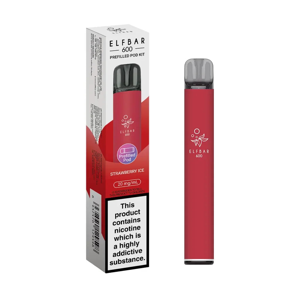 Elf Bar 600 Pod Vape Kit Strawberry Ice Flavour