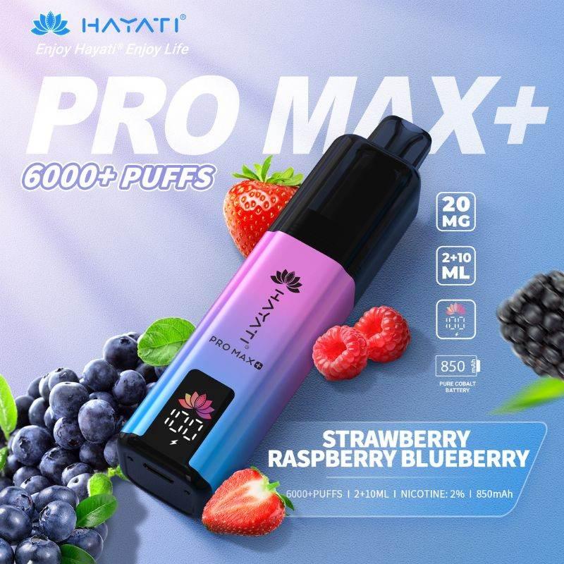 Hayati Pro Max Plus 6000 Vape Kit Strawberry Raspberry Blueberry Flavour
