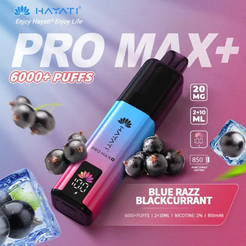 Hayati Pro Max Plus 6000 Vape Kit Blue Razz Blackcurrant Flavour