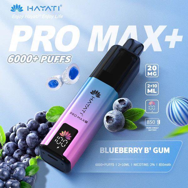 Hayati Pro Max Plus 6000 Vape Kit Blueberry Bubble Gum Flavour