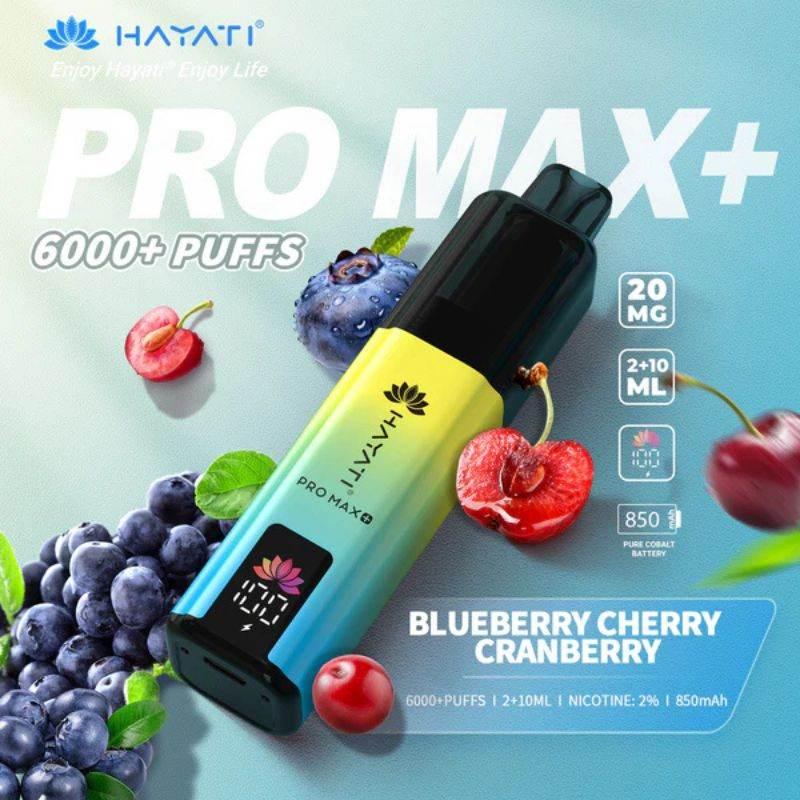 Hayati Pro Max Plus 6000 Vape Kit Blueberry Cherry Cranberry Flavour
