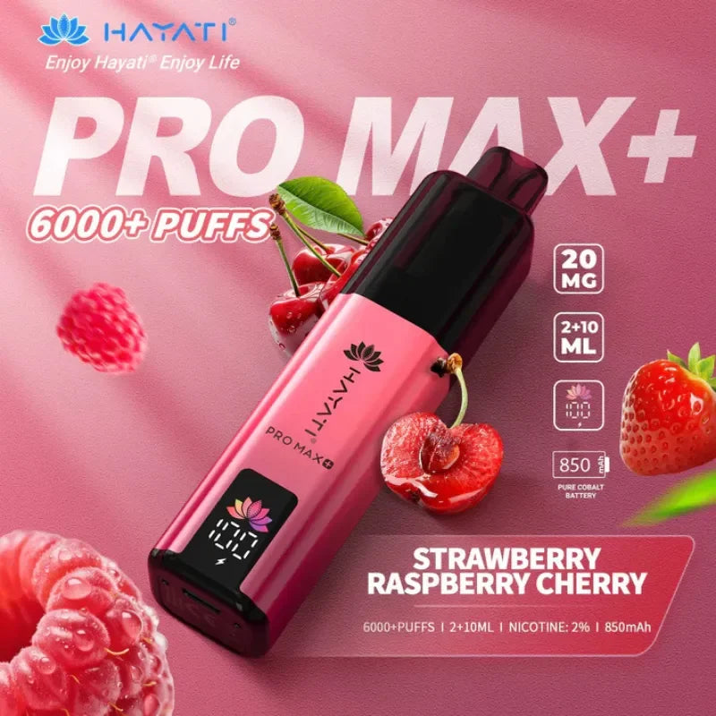 Hayati Pro Max Plus 6000 Vape Kit Strawberry Raspberry Cherry Flavour