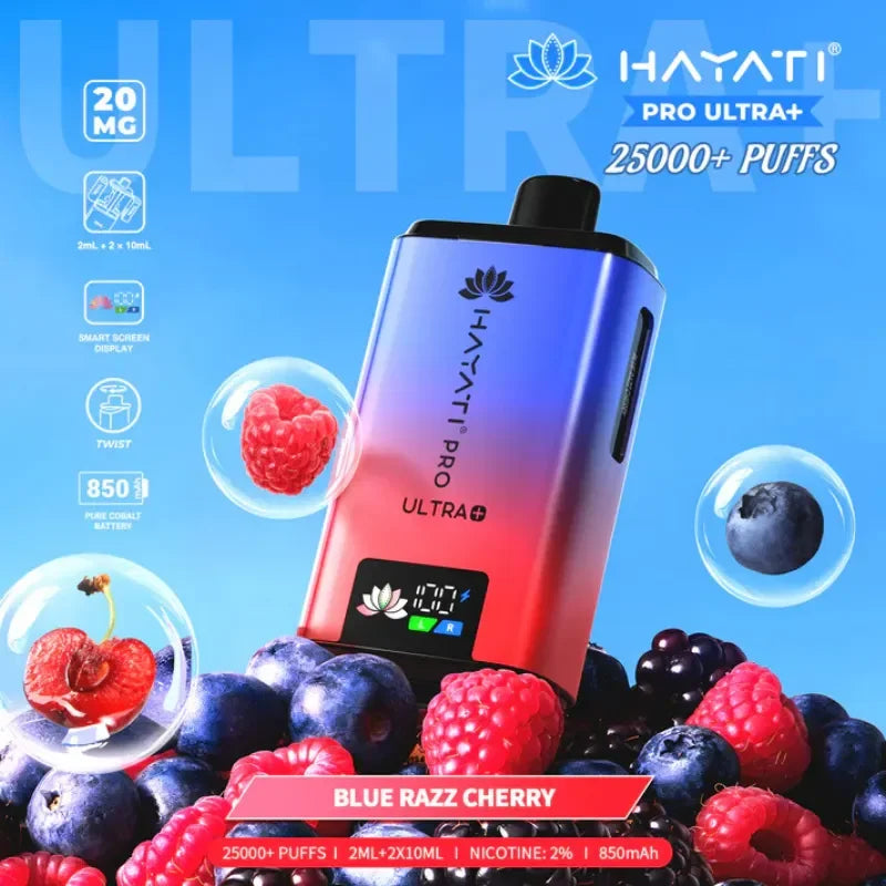 Hayati Pro Ultra Plus 25K Vape Kit Blue Razz Cherry Flavour