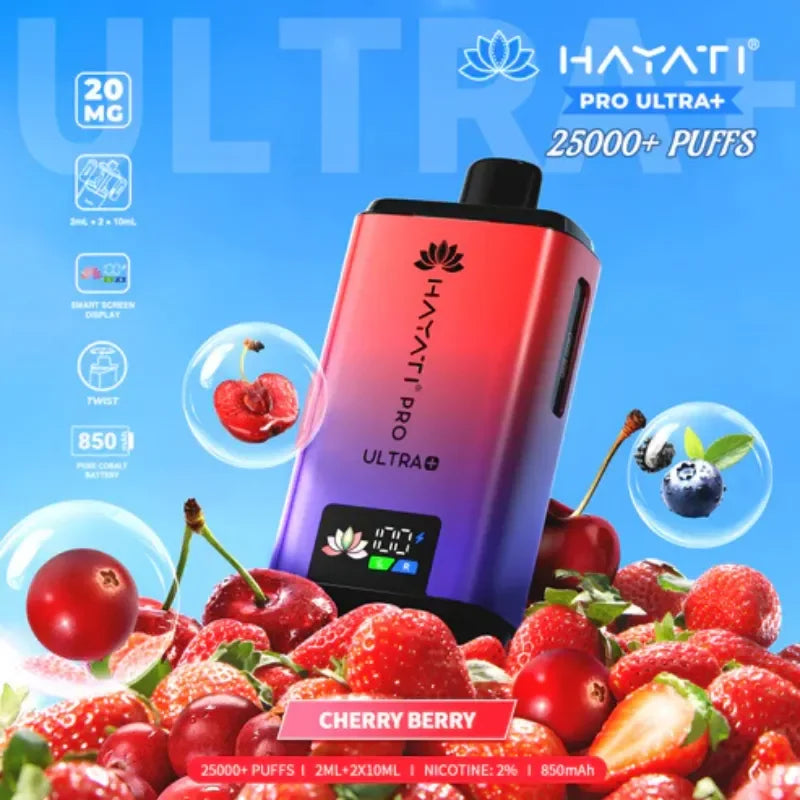 Hayati Pro Ultra Plus 25K Vape Kit Cherry Berry Flavour