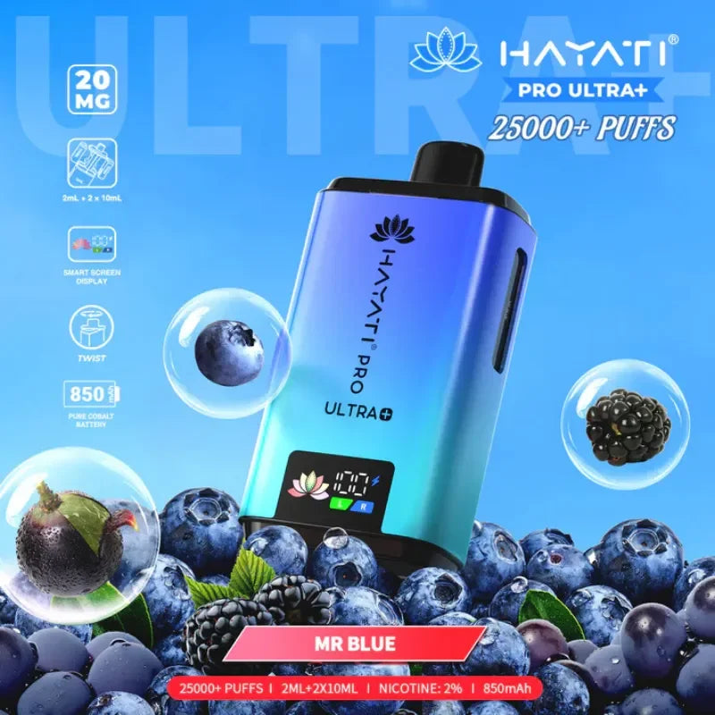 Hayati Pro Ultra Plus 25K Vape Kit Mr Blue Flavour
