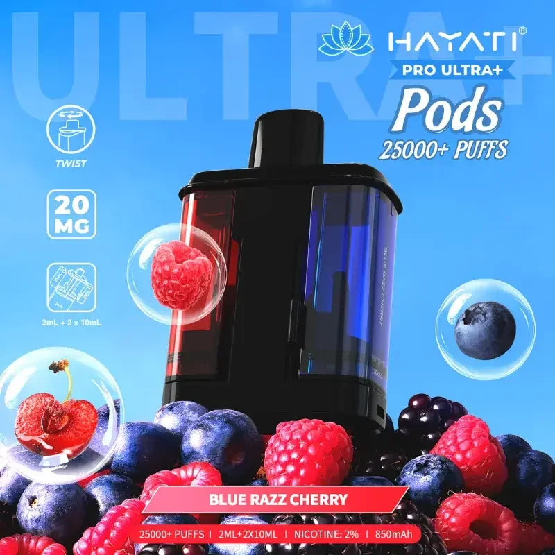 Hayati Pro Ultra Plus 25K Prefilled Pods Blue Razz Cherry Flavour