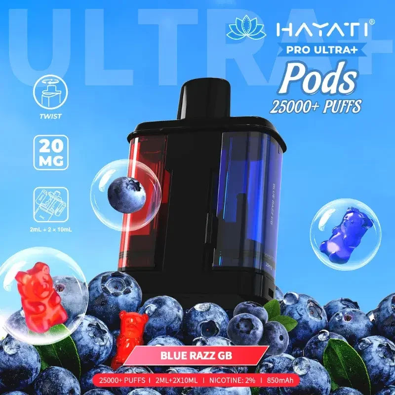 Hayati Pro Ultra Plus 25K Prefilled Pods Blue Razz Gummy Bear Flavour