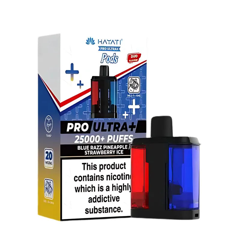 Hayati Pro Ultra Plus 25K Prefilled Pods Blue Razz Pineapple / Strawberry Ice