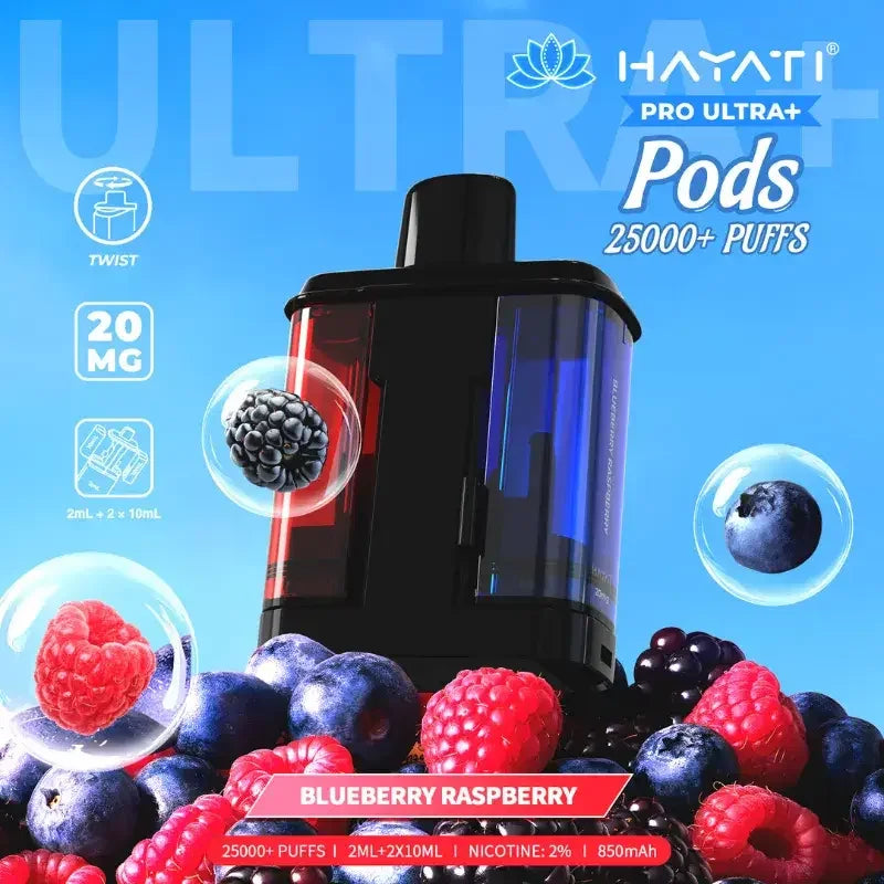Hayati Pro Ultra Plus 25K Prefilled Pods Blueberry Raspberry Flavour