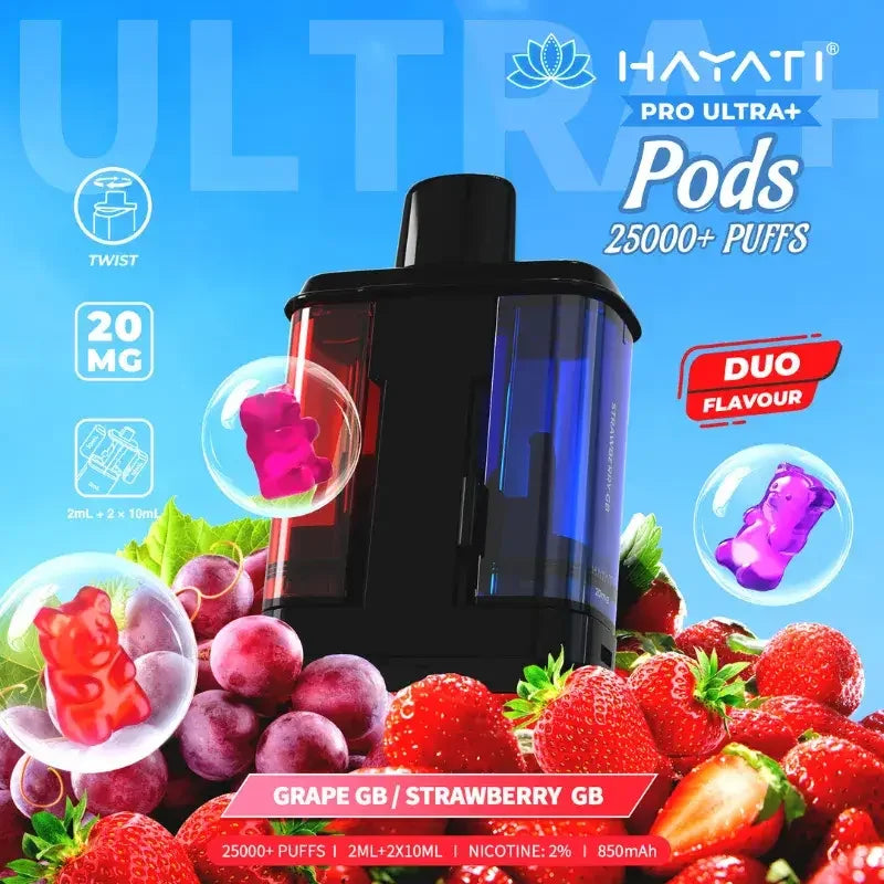Hayati Pro Ultra Plus 25K Prefilled Pods Grape Gummy Bear And Strawberry Gummy Bear Flavour