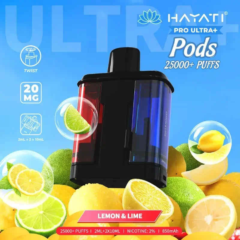 Hayati Pro Ultra Plus 25K Prefilled Pods Lemon And Lime Flavour