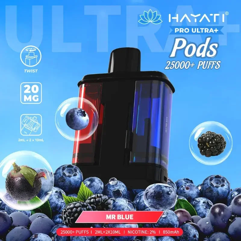 Hayati Pro Ultra Plus 25K Prefilled Pods Mr Blue Flavour