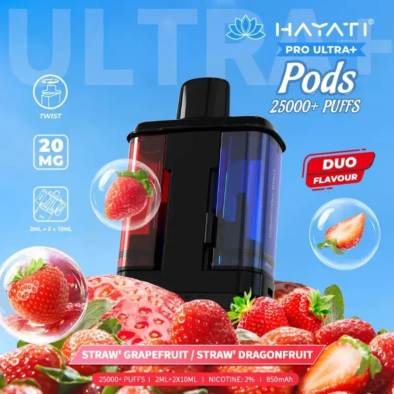 Hayati Pro Ultra Plus 25K Prefilled Pods Strawberry Grapefruit And Strawberry Dragonfruit Flavour