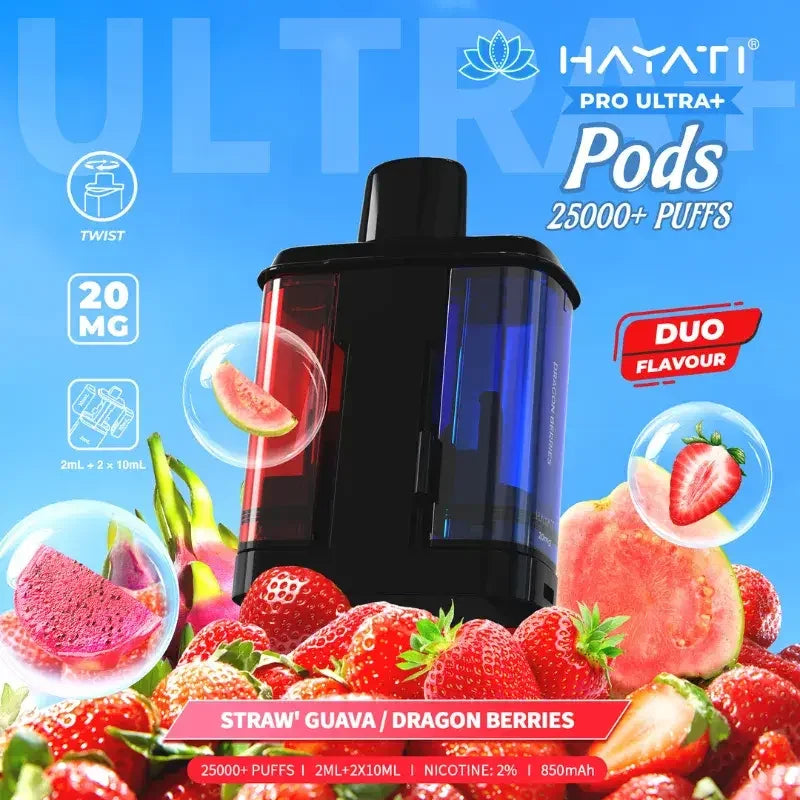 Hayati Pro Ultra Plus 25K Prefilled Pods Strawberry Guava And Dragon Berries Flavour