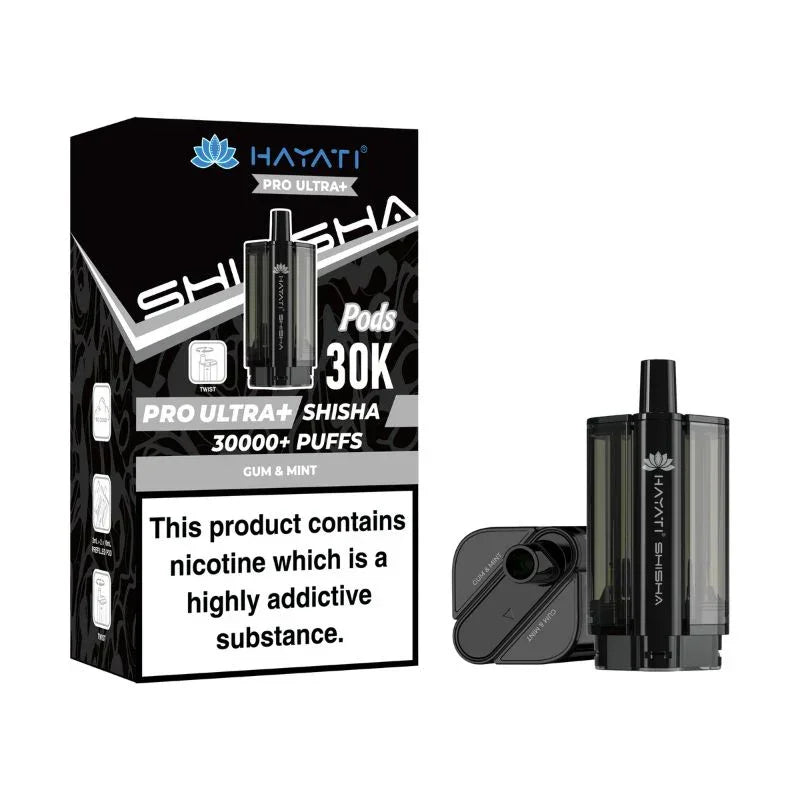 Hayati Pro Ultra Plus Shisha 30000 Refill Pods Gum Mint Flavour