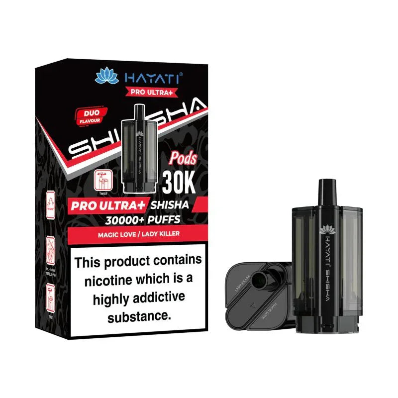 Hayati Pro Ultra Plus Shisha 30000 Refill Pods Magic Love Lady Killer Flavour