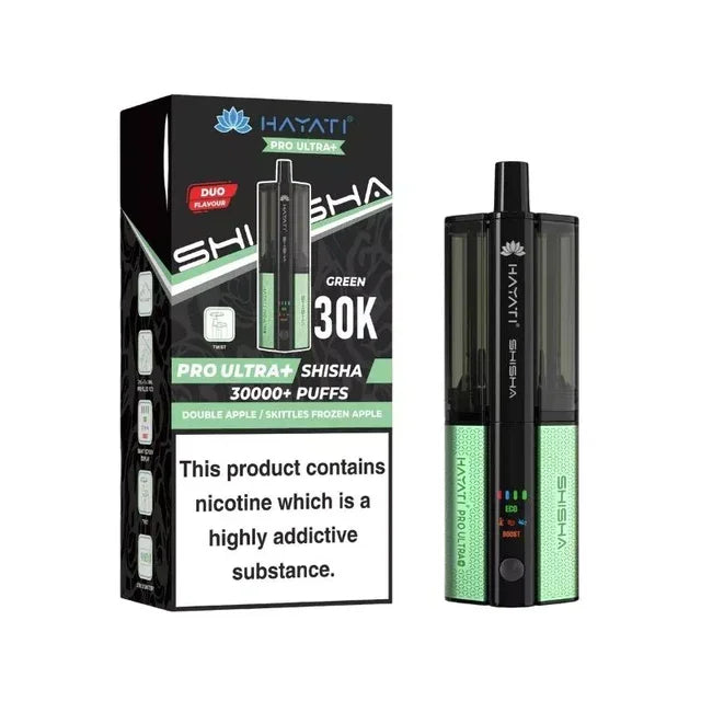 Hayati Pro Ultra Plus Shisha 30K Pod Kit Double Apple Skittles Frozen Apple Flavour