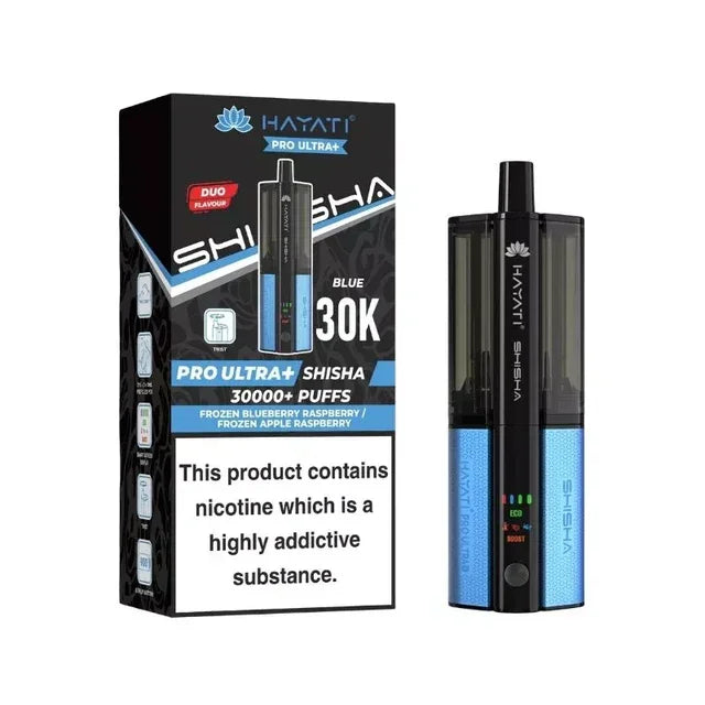Hayati Pro Ultra Plus Shisha 30K Pod Kit Frozen Blueberry Raspberry Frozen Apple Raspberry Flavour