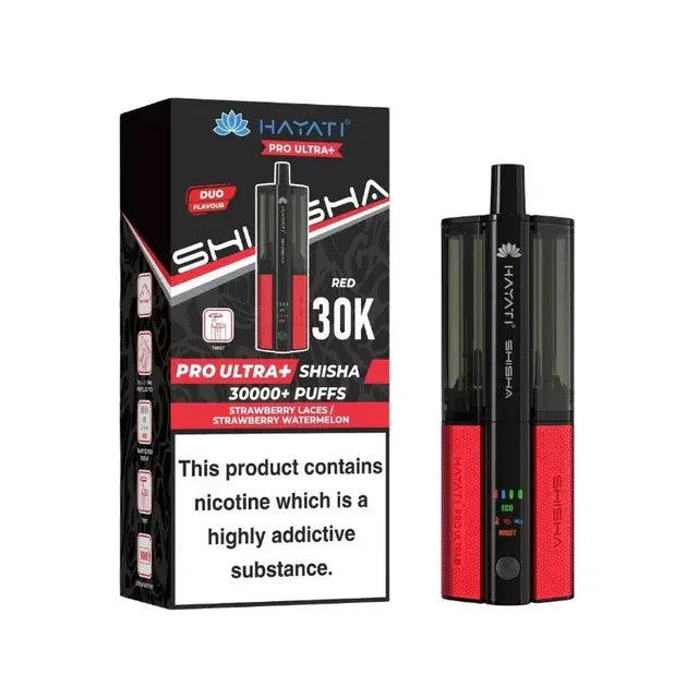 Hayati Pro Ultra Plus Shisha 30K Pod Kit Strawberry Laces Strawberry Watermelon Flavour