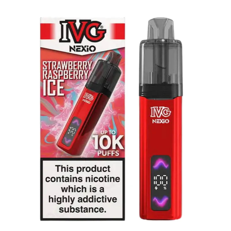 IVG Nexio 10K Vape Kit Straw Raspberry Ice Flavour