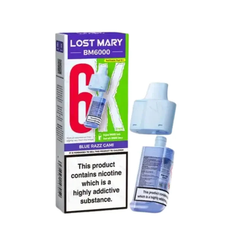 Lost Mary BM6000 Vape Pods Blue Razz Gami Flavour